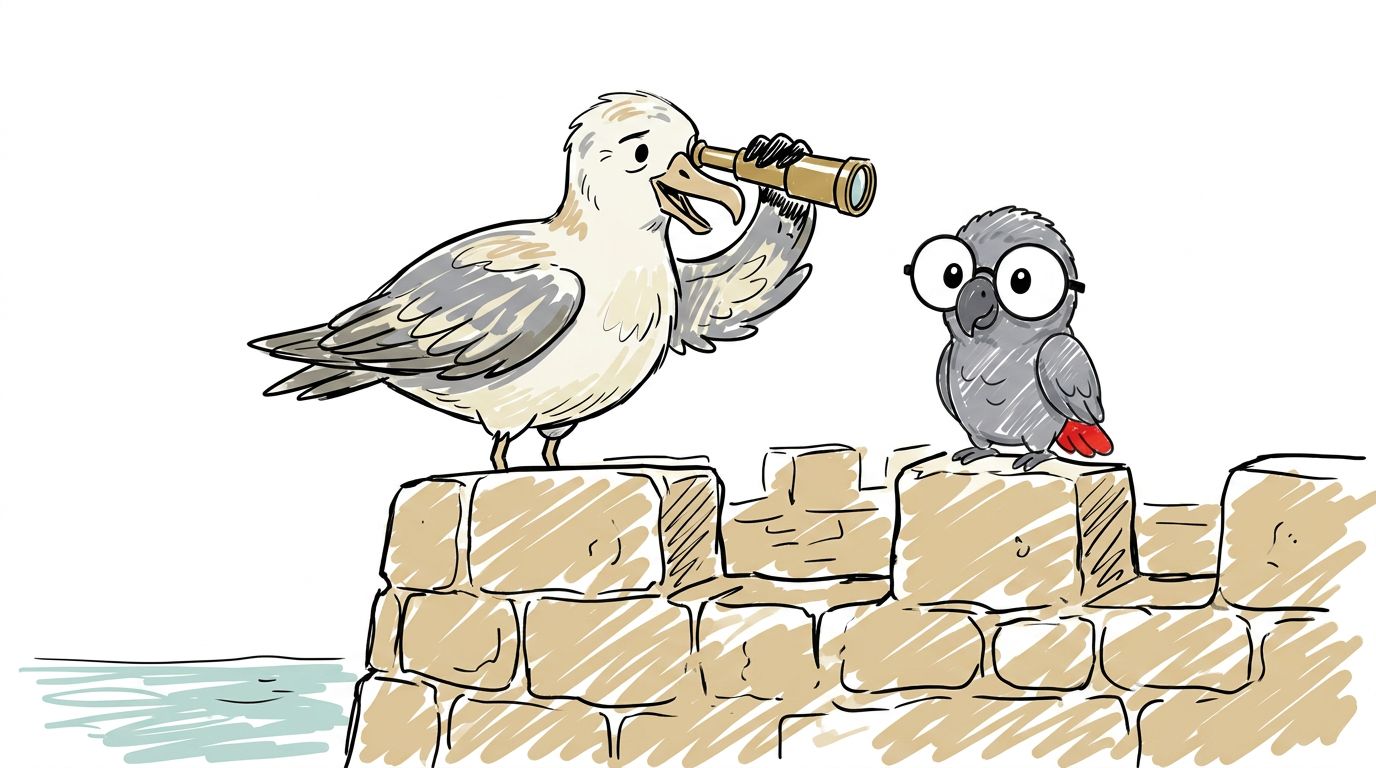 Der alte Albatros kam zurück mit seinem Fernrohr. Er sagte, du bist geblieben, kleiner Vogel. Du hast die ganze Gesch...