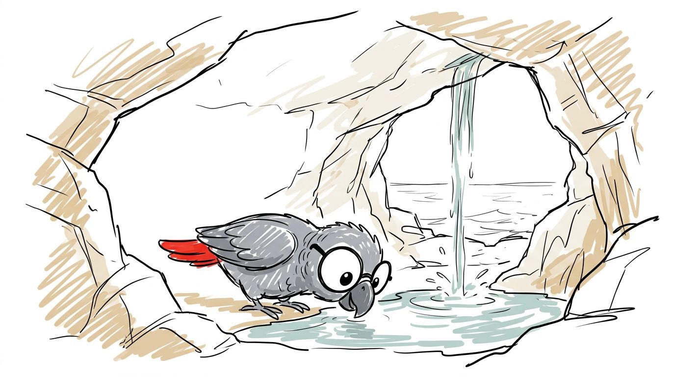 Dentro la grotta, l'acqua fresca esce dalla roccia. Polly la assaggia. È fredda e dolce. Il mare è proprio lì, ma que...