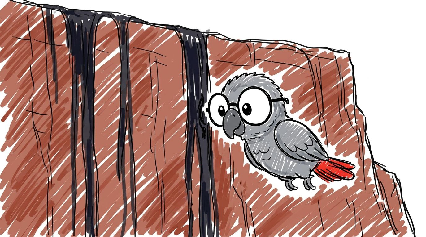 Donkere lijnen liepen langs de wand naar beneden. Ze leken op zwarte inkt. Maar het was geen verf. Water en stof maak...