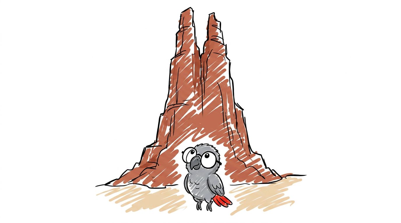 Hij heet Spider Rock. Navajo-mensen zeggen dat Spinnenvrouw op de top woont. Ze zeggen dat zij de Diné leerde weven.