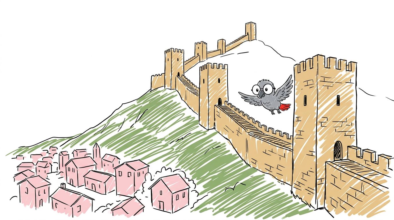 De muur die de berg beklimt