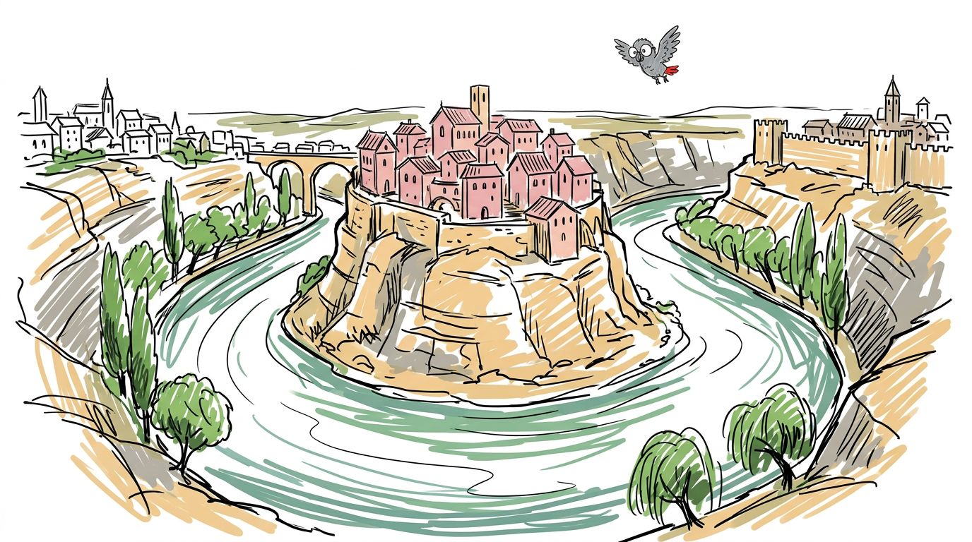 De rivier die om de stad heen stroomt