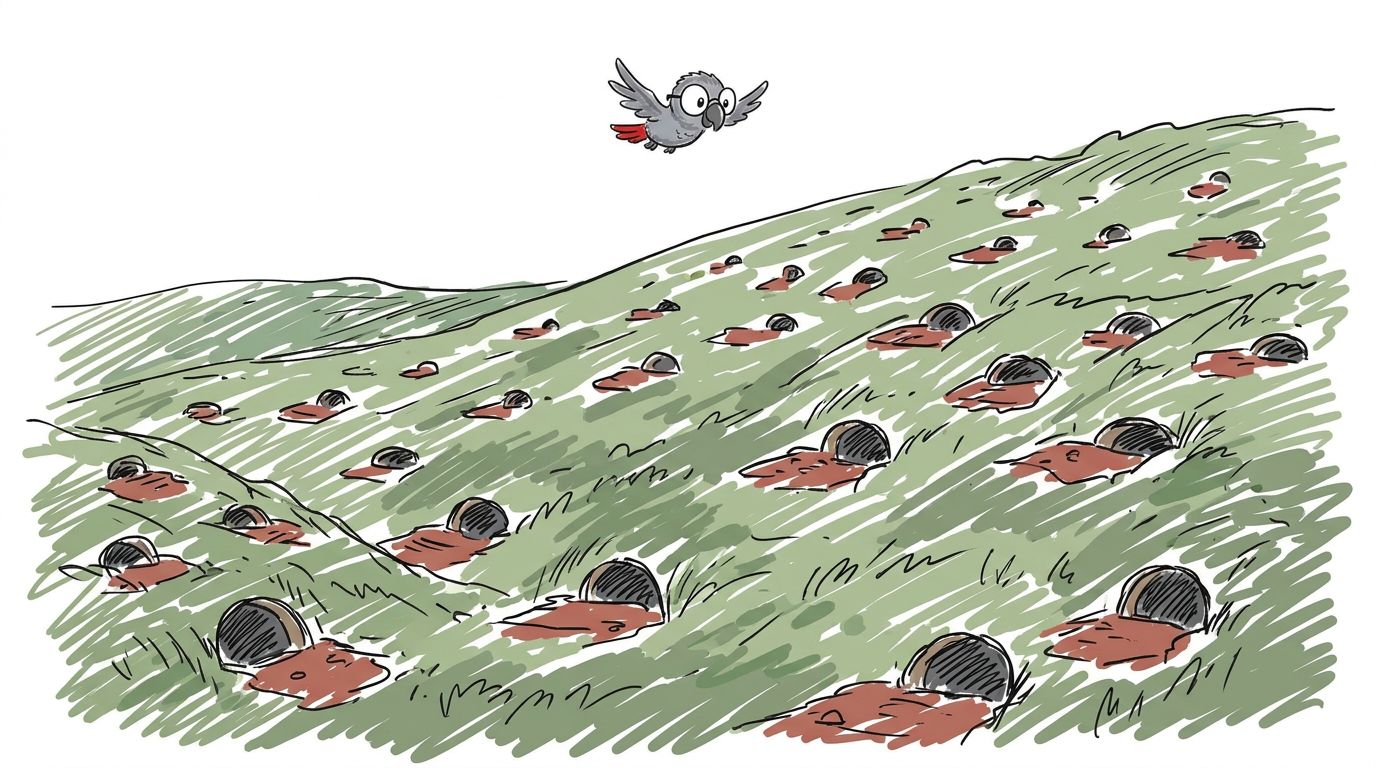 Ein Hügel voller Löcher