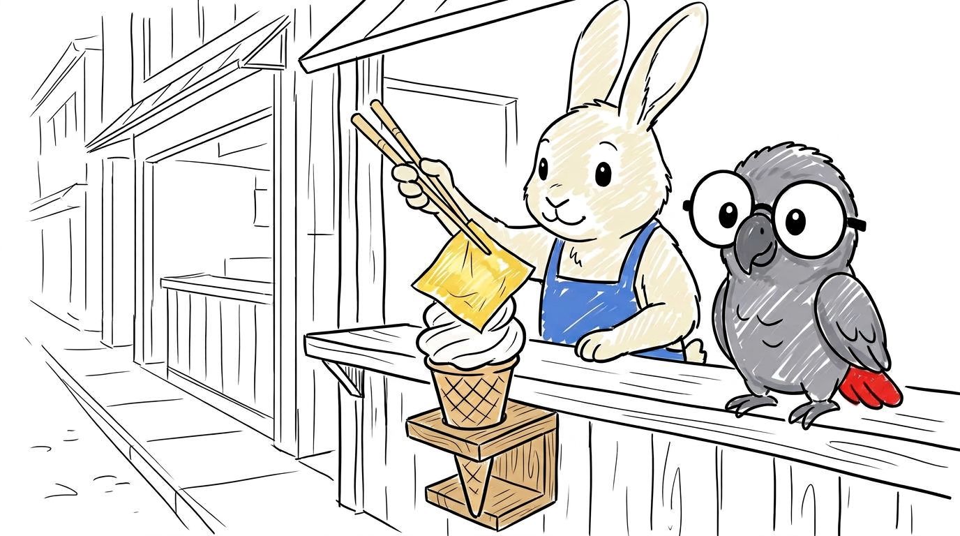 An der Ecke verkaufte ein Laden Eis mit Gold obenauf. Auf jede Waffel kommt ein ganzes Blatt Gold.