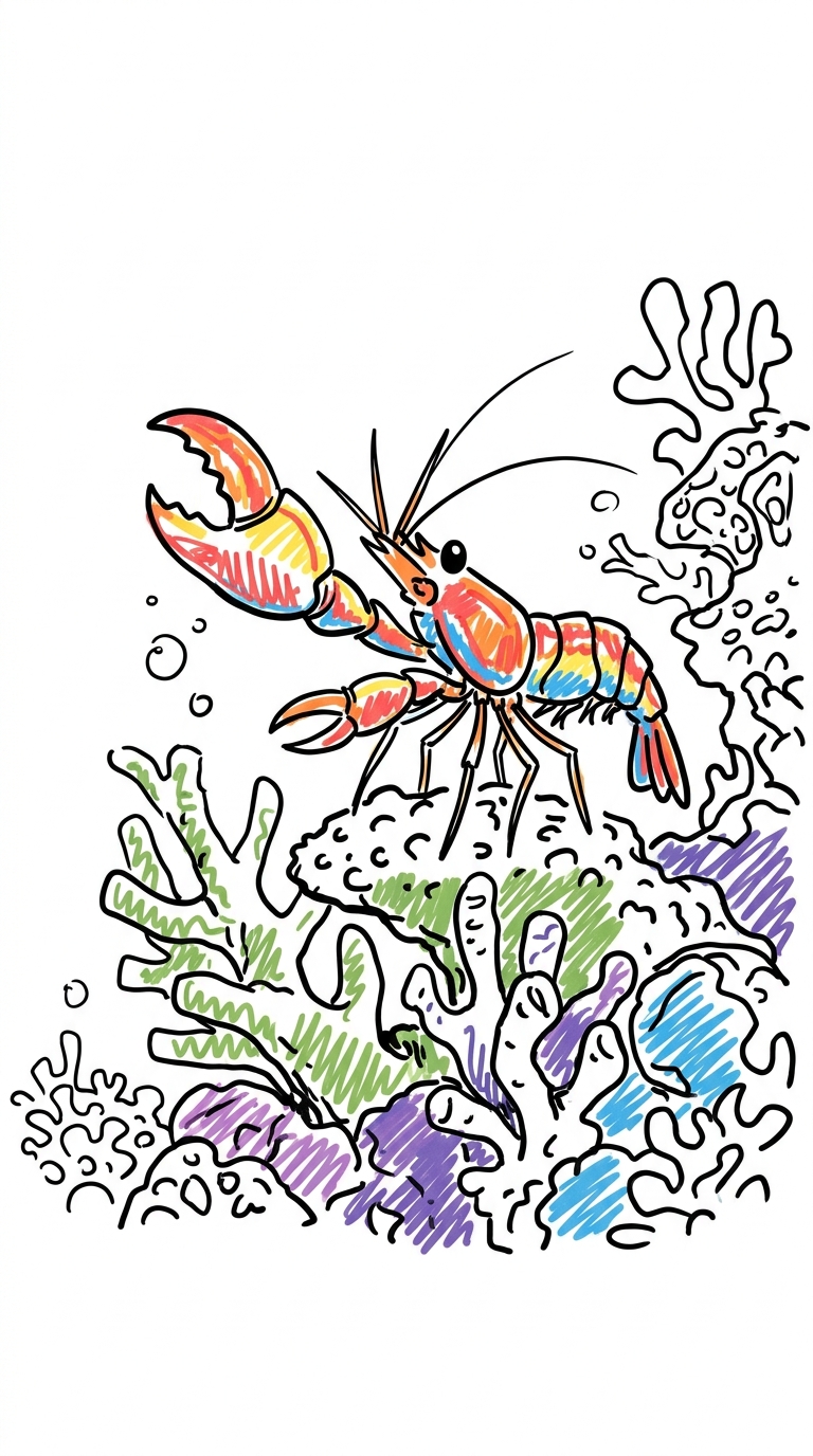 Illustration for La crevette qui a un soleil dans sa pince
