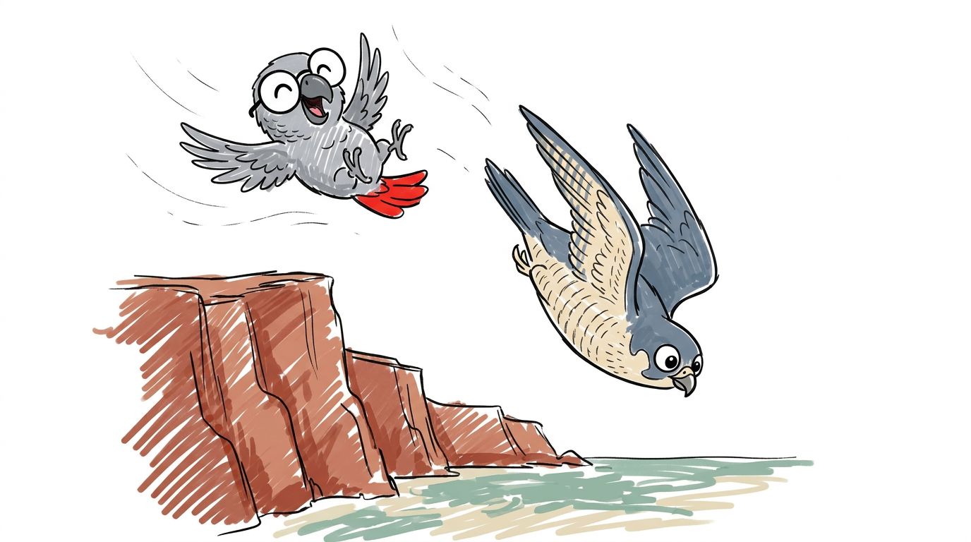 Suddenly a falcon dived past her, as fast as a falling stone. Polly laughed out loud and let the warm wind carry her ...