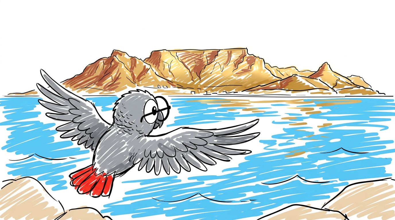 Polly verabschiedete sich vom Elefantenberg. Sie stieg mit dem warmen Wind auf und flog hinaus über das helle Meer.